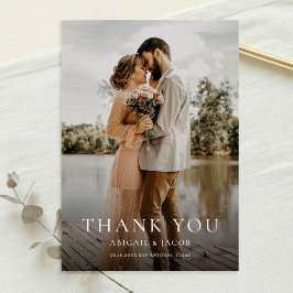 Cartão De Agradecimento Casamento Foto Simples Moderno Elegante