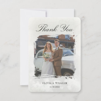 Cartão De Agradecimento Casamento Foto Vintage Elegante