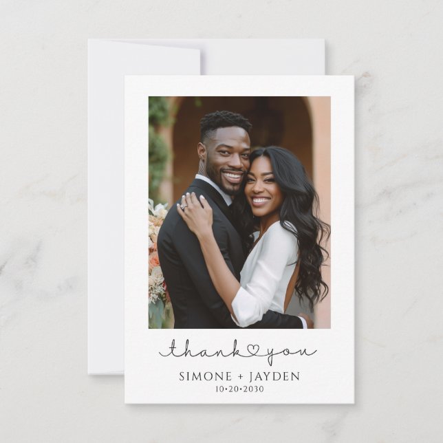 Cartão De Agradecimento Casamento Fotográfico Afro-Americano Obrigado (Frente)