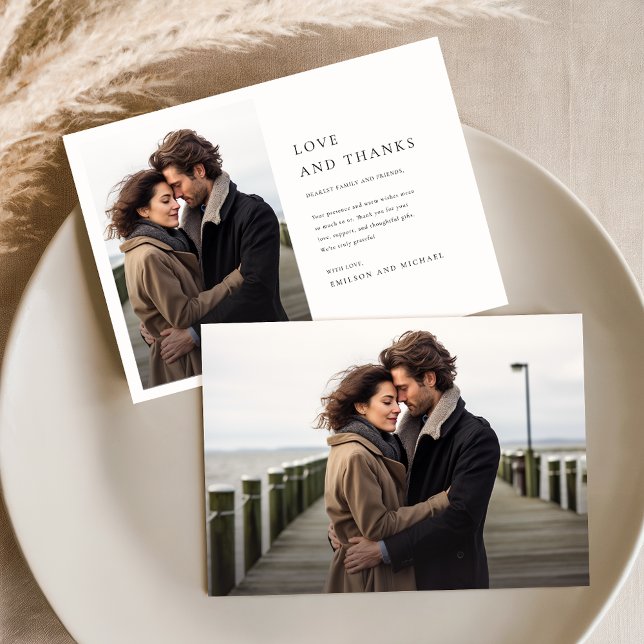 Cartão De Agradecimento Casamento Fotográfico Chic Elegant 2 (Criador carregado)