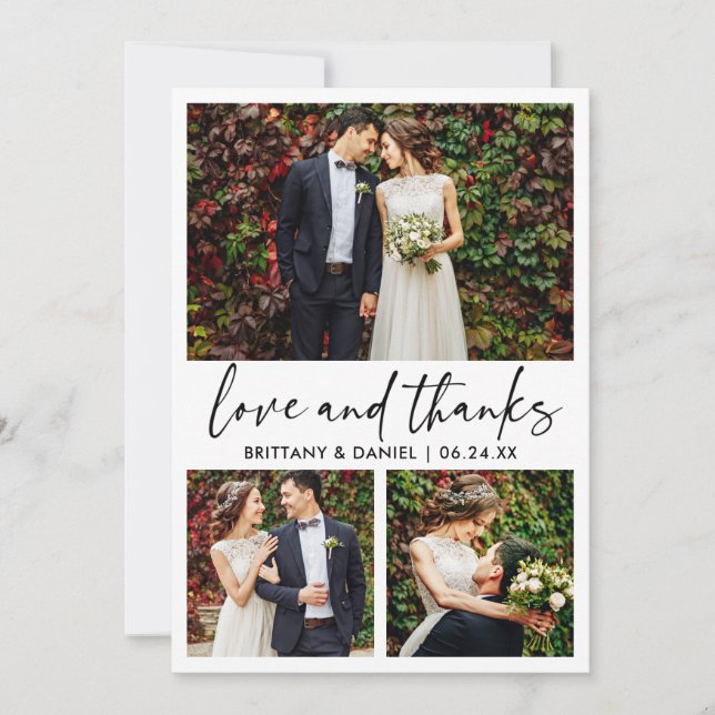 Cartão De Agradecimento Casamento Fotográfico com Caneta 3 da Calliografia (Frente)