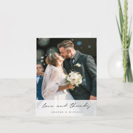 Cartão De Agradecimento Casamento Fotográfico com Obrigados e Amor