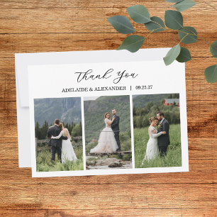 Cartão De Agradecimento Casamento Fotográfico com Roteiro Moderno