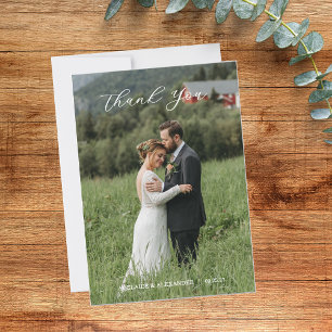 Cartão De Agradecimento Casamento Fotográfico com Roteiro Moderno