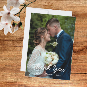 Cartão De Agradecimento Casamento Fotográfico com Roteiro Moderno