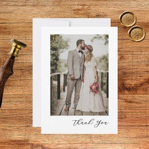 Cartão De Agradecimento Casamento Fotográfico com Roteiro Moderno
