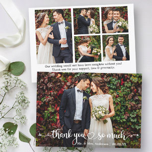 Cartão De Agradecimento Casamento Fotográfico Coração 6 do Script Calliogr