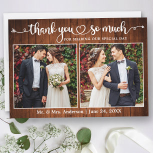 Cartão De Agradecimento Casamento Fotográfico de Roteiro de Caligrafia Woo