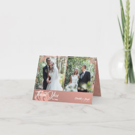 Cartão De Agradecimento Casamento Fotográfico de Swan 2 Rosa Moderno Dobra