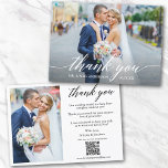 Cartão De Agradecimento Casamento Fotográfico do Código QR 2 da Caligrafia<br><div class="desc">Moderno Elegante Caligrafia Roteiro Noiva de Casamento e Cartões de agradecimentos de Foto do Groom 2 com seu Código de Verificação QR. Adicione o seu site de casamento ou o endereço da rede social para que os seus convidados possam ver mais fotos de casamento ou álbum de fotos de casamento...</div>