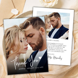 Cartão De Agradecimento Casamento Fotográfico do Coração 2 Moderno - Scrip