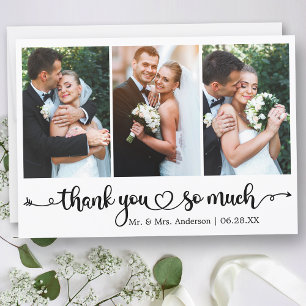Cartão De Agradecimento Casamento Fotográfico do Coração 3 do Script de Ca