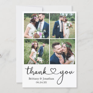 Cartão De Agradecimento Casamento Fotográfico do Coração 4 da Caligrafi
