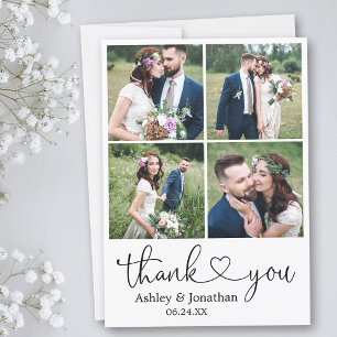 Cartão De Agradecimento Casamento Fotográfico do Coração 4 da Caligrafi