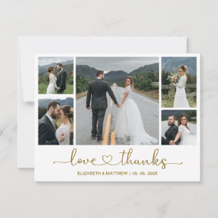 Cartão De Agradecimento Casamento Fotográfico do Elegante Dourado Script 5