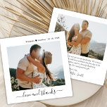 Cartão De Agradecimento Casamento Fotográfico do Modern Love and Obrigados<br><div class="desc">A Mão Moderna E Elegante Minimalista Deixou 2 Foto De Cartões de agradecimentos De Casamento. modelo de cartões de agradecimentos de casamento com uma foto na frente e uma foto na parte traseira. Com o texto "Amor e obrigados" em letras sujas, letras caligráficas ou letras tipográficas em preto e branco....</div>