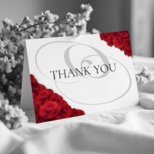 Cartão De Agradecimento Casamento Fotográfico do Rosa vermelha