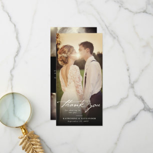 Cartão De Agradecimento Casamento Fotográfico do Script 3 de Manuscrito de