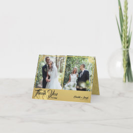 Cartão De Agradecimento Casamento Fotográfico do Swan 2 Dourado em Deco Mo