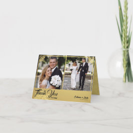 Cartão De Agradecimento Casamento Fotográfico Dourado Pavão 2 em Deco Mode