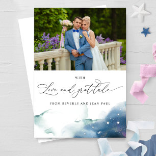 Cartão De Agradecimento Casamento Fotográfico Elegante Celestial Starry Wa