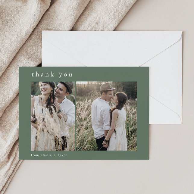 Cartão De Agradecimento Casamento Fotográfico EMELIA Flat Nature Rustic Wo (EMELIA Flat Nature Rustic Woodland 2 Photo Wedding Thank You Card)
