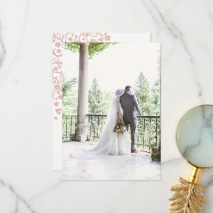 Cartão De Agradecimento Casamento Fotográfico Floral de Blush Secret Garde
