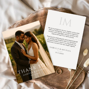 Cartão De Agradecimento Casamento Fotográfico Minimalista Elegante