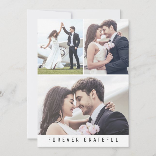 Cartão De Agradecimento Casamento Fotográfico Modern Forever Grateful 3 (Frente)