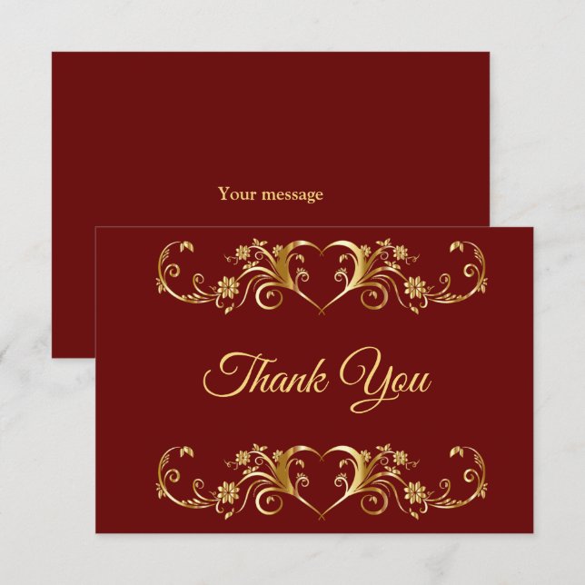 Cartão De Agradecimento Casamento Geométrico Elegante do Ouro Vermelho (Frente/Verso)