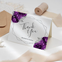 Casamento Geométrico Floral Roxo Prata Branco