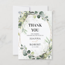 Cartão De Agradecimento Casamento Geométrico Moderno de Eucalipto e Salvia