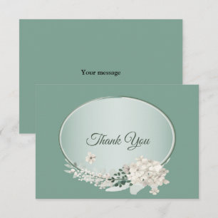 Cartão De Agradecimento Casamento Geométrico Verde Floral Jasmim Branco