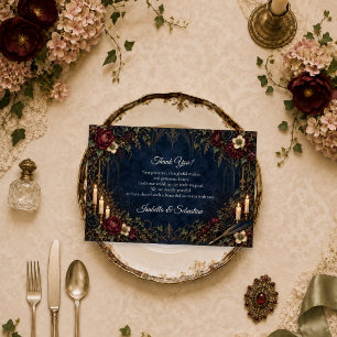 Cartão De Agradecimento Casamento Gótico com Velas