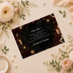 Cartão De Agradecimento Casamento Gótico com Velas Aceso