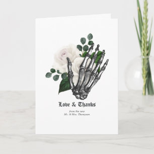 Cartão De Agradecimento Casamento Gótico Floral Branco Rústico
