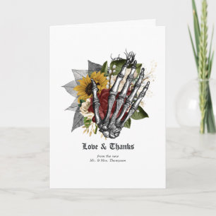 Cartão De Agradecimento Casamento Gótico Floral Rústico de Outono