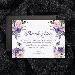 Cartão De Agradecimento casamento gótico púrpura púrpura rosa-halloween