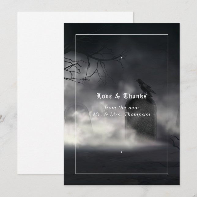 Cartão De Agradecimento Casamento Gótico Sinistro (Frente/Verso)