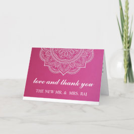 Cartão De Agradecimento Casamento Hindu Indiano De Paisley Rosa Elegante T