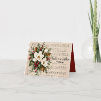 Cartão De Agradecimento Casamento Hino de Natal Magnólia & Frutas Vermelha