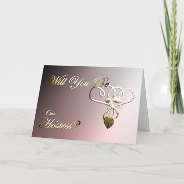 Cartão De Agradecimento Casamento Hostess convida participação Doves coraç (Frente)