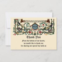 Cartão De Agradecimento Casamento Iluminado "Medieval" Vintage