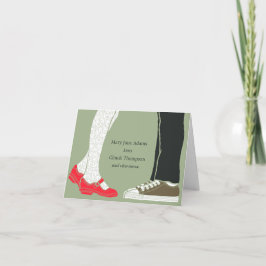 Cartão De Agradecimento Casamento Ilustrado entre Calçados e tênis (Camo)