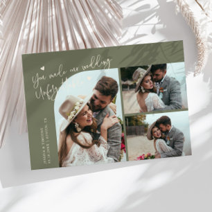 Cartão De Agradecimento Casamento Inesquecível Sage Verde Múltipla Foto