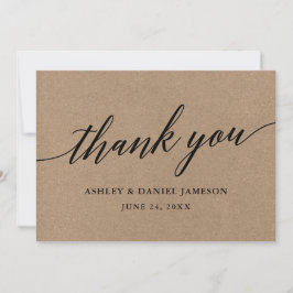 Cartão De Agradecimento Casamento Kraft do Script de Caligrafia Moderna