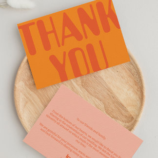 Cartão De Agradecimento Casamento Laranja Branco Retro Groovy 70s