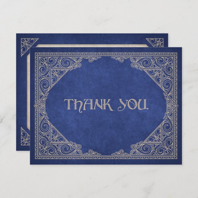 Cartão De Agradecimento Casamento Literário da Biblioteca do Livro Geek Az (Frente/Verso)