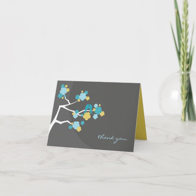 Cartão De Agradecimento Casamento lunático das flores de cerejeira e dos (Frente)