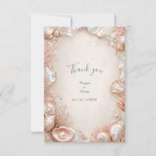 Cartão De Agradecimento Casamento Luxo Pérola Concha Glamour Romance